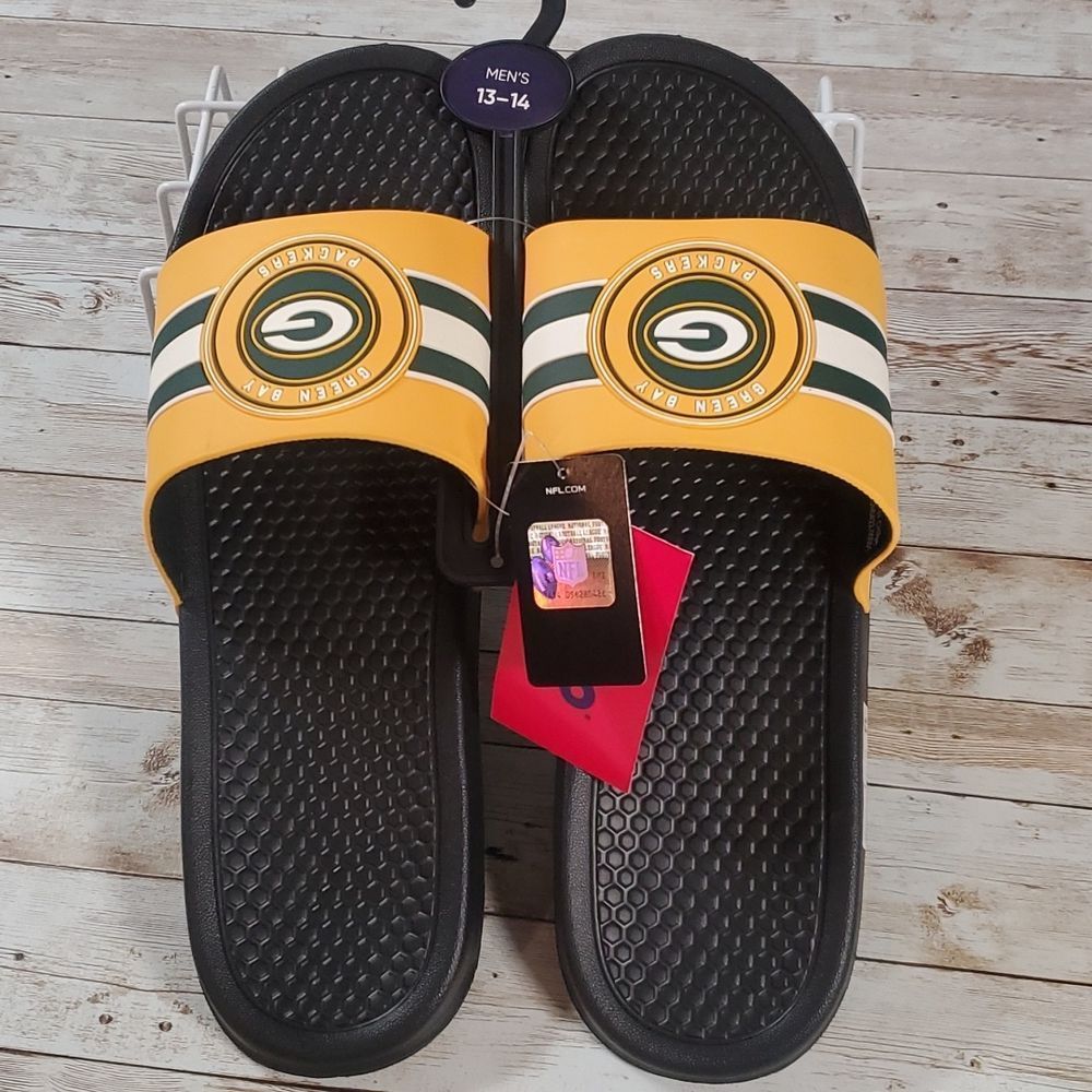 Green Bay Packers NFL Official‎ Licensed Men's Slip On Slides FOCO Size XL 13-14